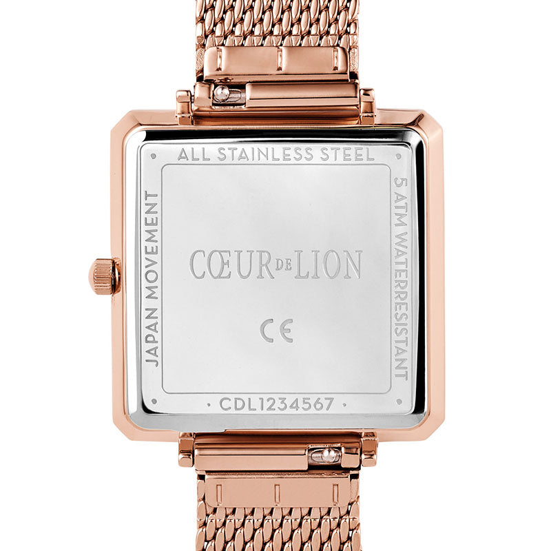 Uhr Iconic Square Mocca Sunray Milanaise Edelstahl Rosegold