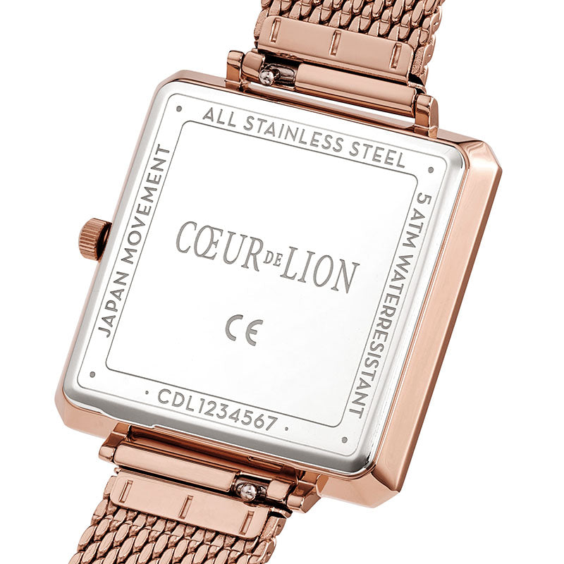 Uhr Iconic Square Mocca Sunray Milanaise Edelstahl Rosegold