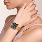 Uhr Iconic Square Midnight Blue Sunray Milanaise Edelstahl Gold