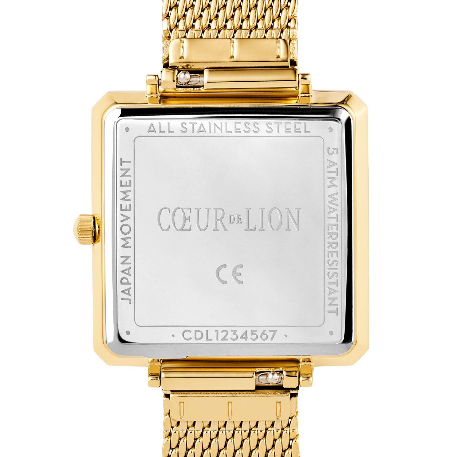 Uhr Iconic Square Midnight Blue Sunray Milanaise Edelstahl Gold