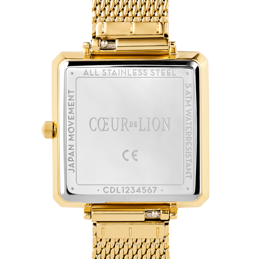Uhr Iconic Square Midnight Blue Sunray Milanaise Edelstahl Gold