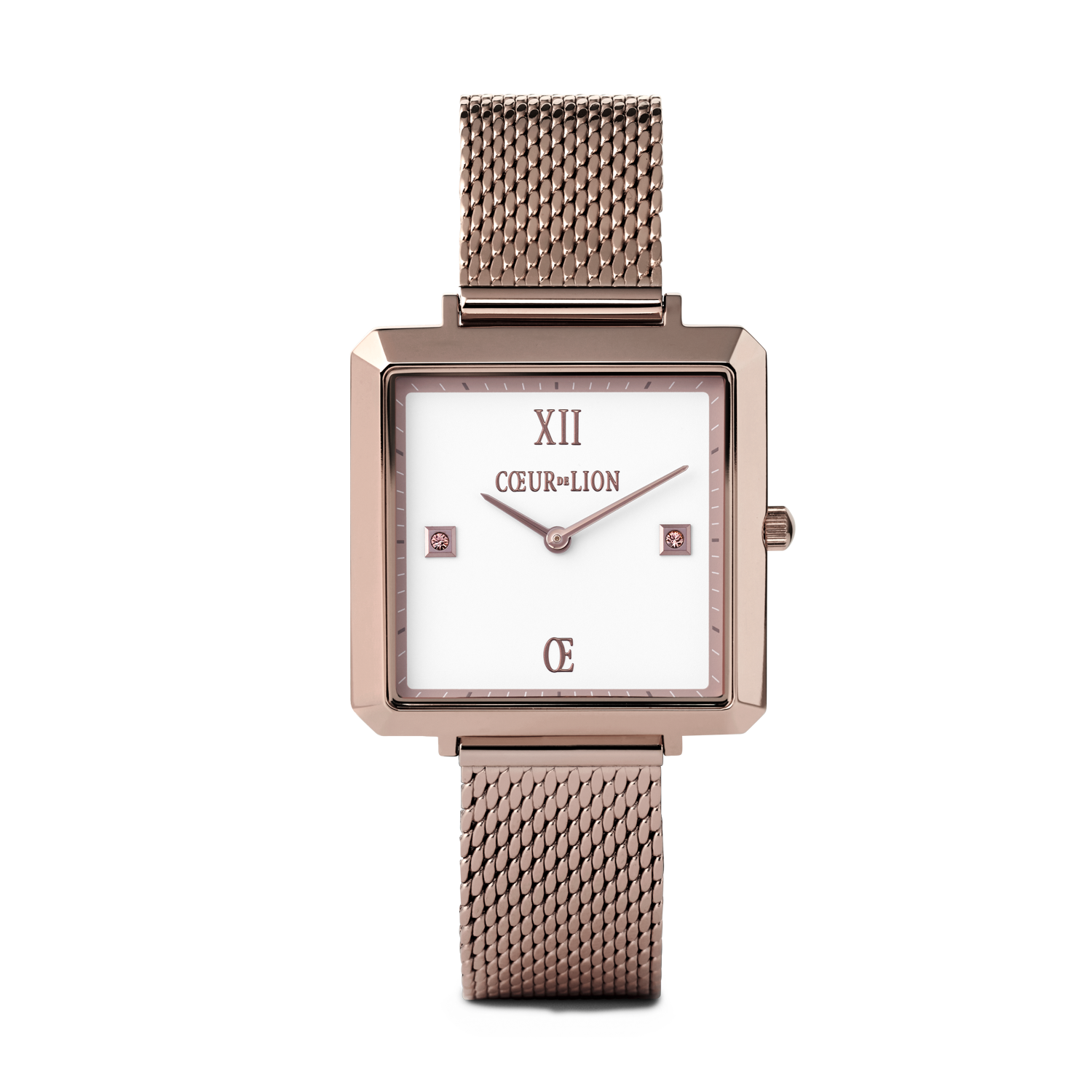 Uhr Iconic Square Brilliant White Milanaise Edelstahl Champagne