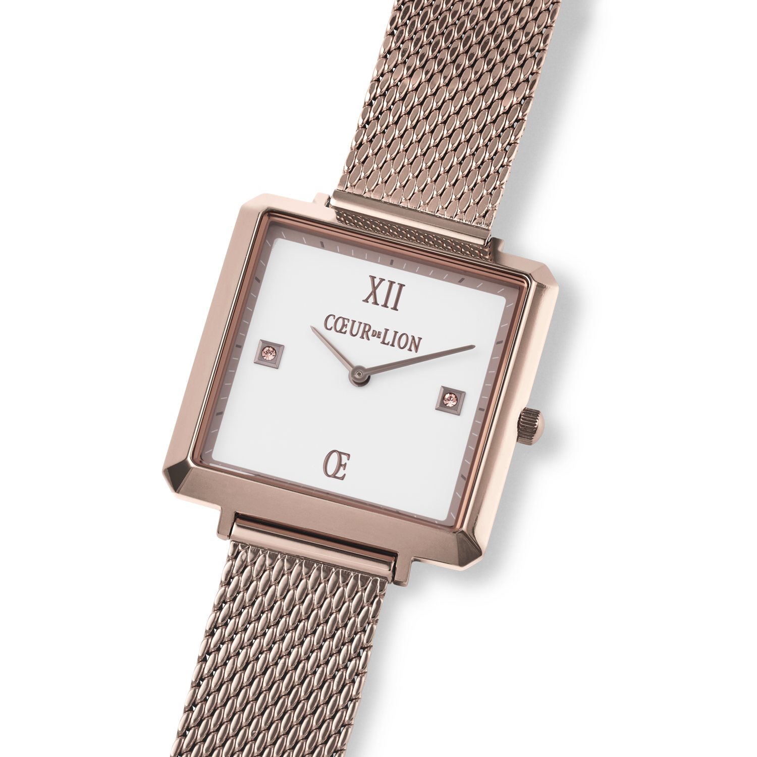 Uhr Iconic Square Brilliant White Milanaise Edelstahl Champagne