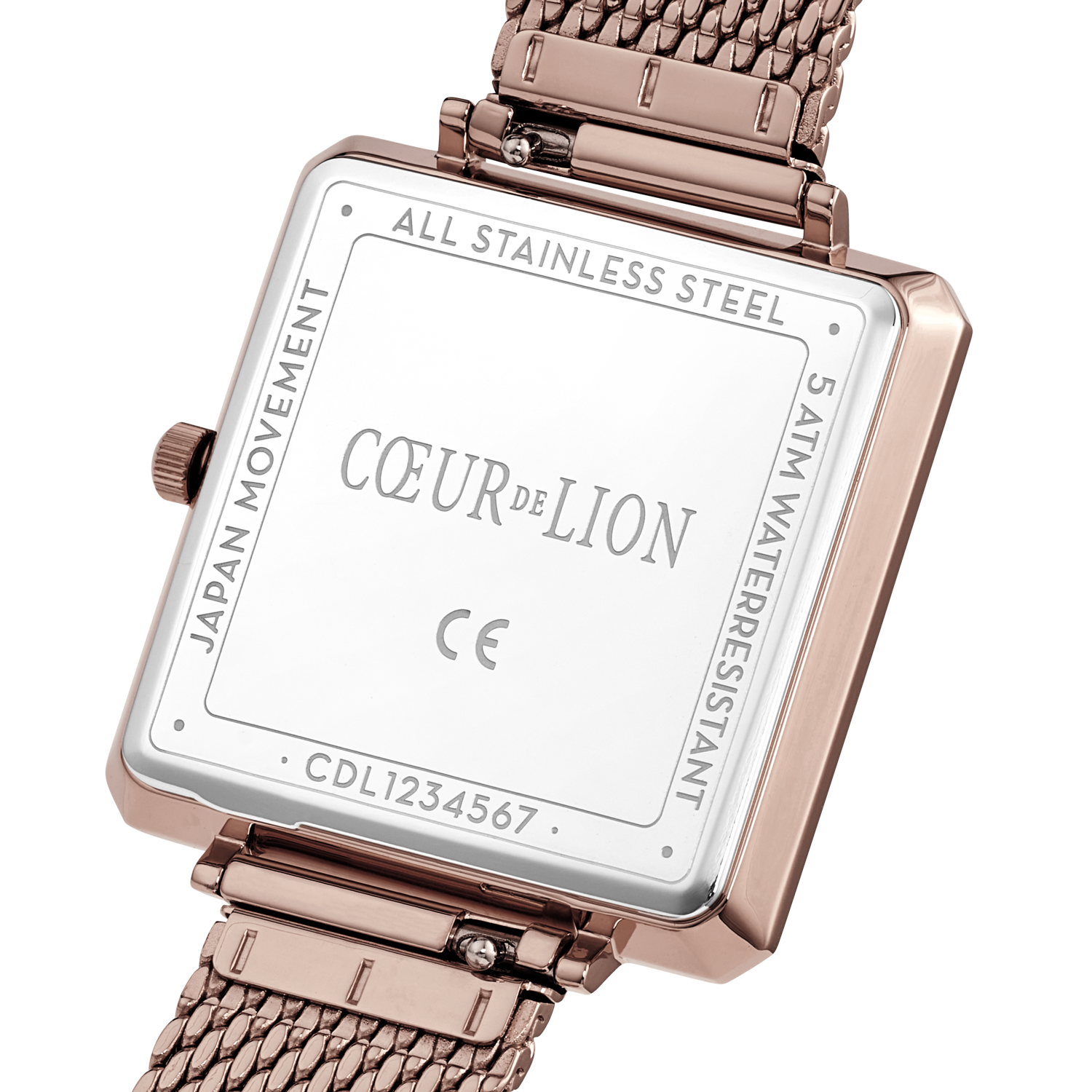 Uhr Iconic Square Brilliant White Milanaise Edelstahl Champagne