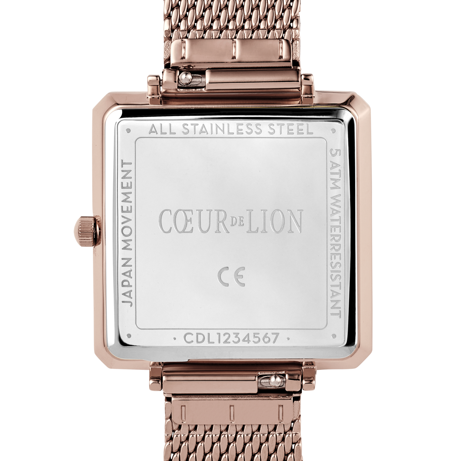Uhr Iconic Square Brilliant White Milanaise Edelstahl Champagne