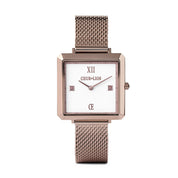 Uhr Iconic Square Brilliant White Milanaise Edelstahl Champagne