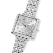 Uhr Iconic Square Elegant Monochrome Silver Edelstahl von COEUR DE LION – im Set mit passenden Schmuckstücken