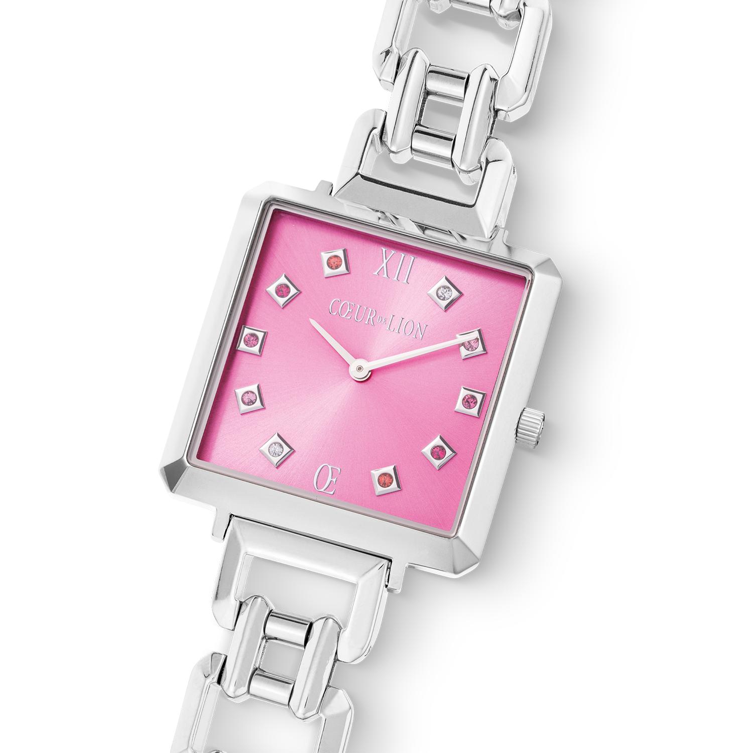Uhr Iconic Cube Viva Magenta Statement silber