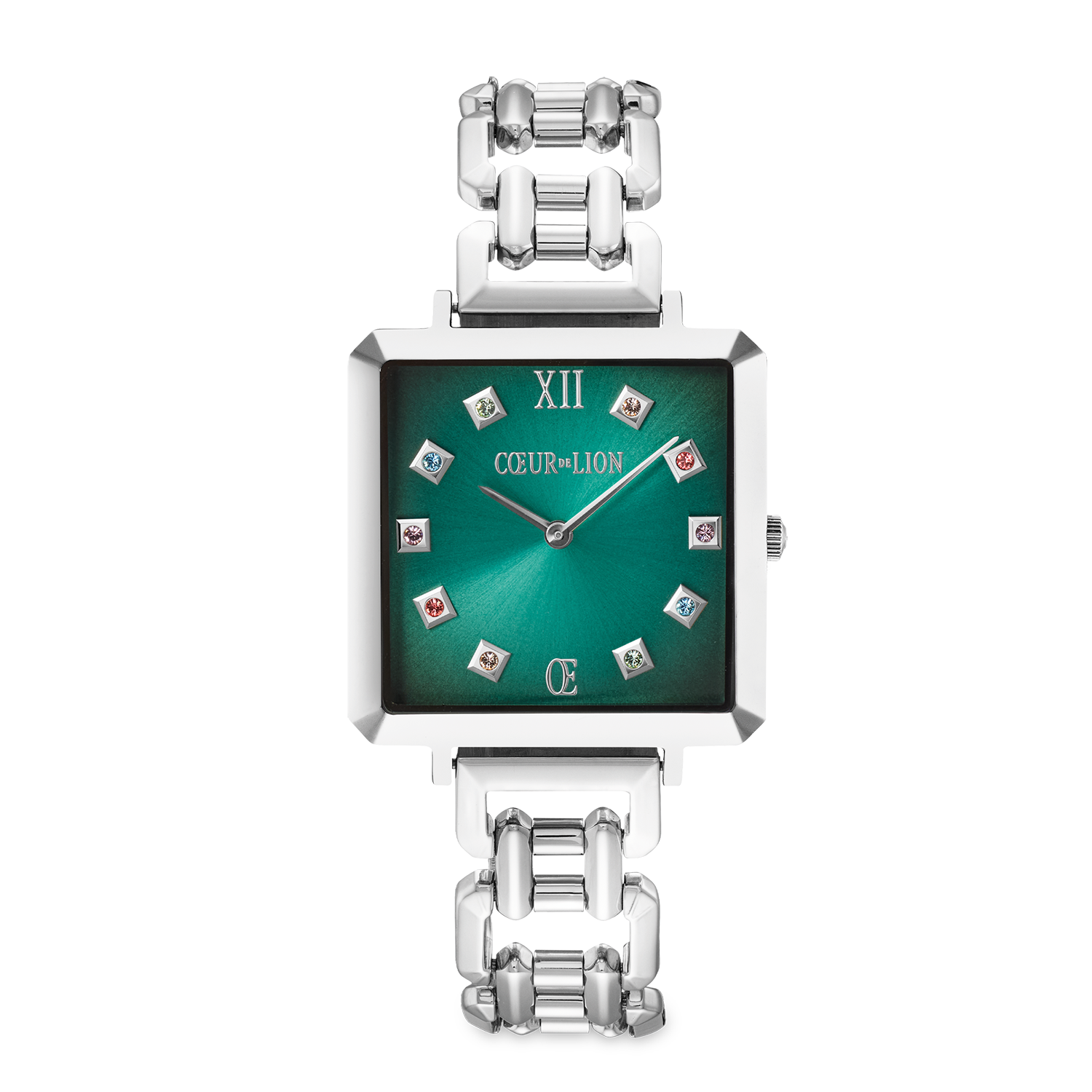 Uhr Iconic Cube Turquoise Glaze Statement silber von COEUR DE LION