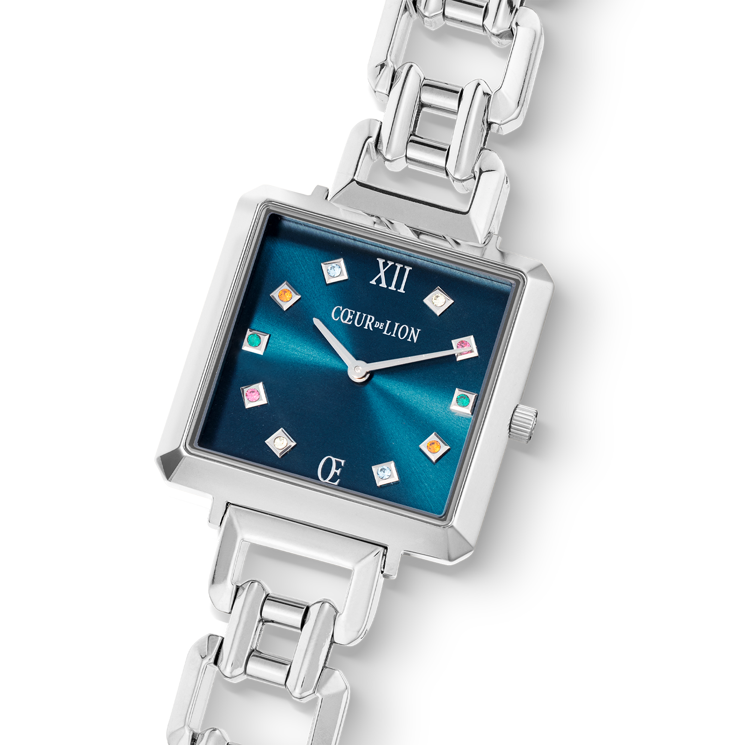 Uhr Iconic Cube Noble Petrol Statement silber
