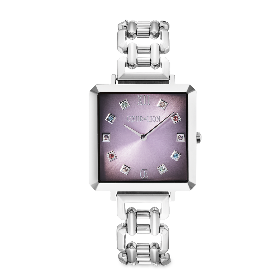 Uhr Iconic Cube Orchid Ice Statement silber