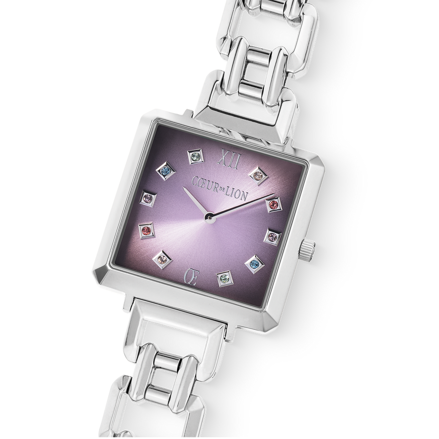 Uhr Iconic Cube Orchid Ice Statement silber