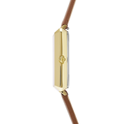 Uhr Iconic Square Gold White Sunray Armband Leder Classy Braun von COEUR DE LION – Tragevariante
