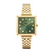 Uhr Iconic Square Glamorous Green Edelstahl Gold von COEUR DE LION