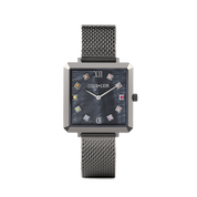 Uhr Iconic Square Anthrazit Perlmutt Milanaise Edelstahl Anthrazit von COEUR DE LION