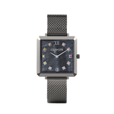 Uhr Iconic Square Anthrazit Perlmutt  Milanaise Edelstahl Anthrazit