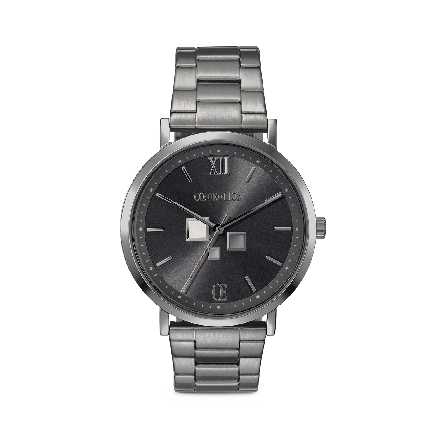 Uhr Rund Statement Unisex Anthrazit Sunray Edelstahl Light Gun Metal