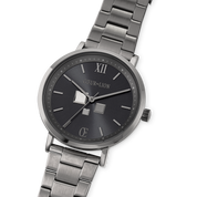Uhr Rund Statement Unisex Anthrazit Sunray Edelstahl Light Gun Metal von COEUR DE LION – im Set mit passenden Schmuckstücken