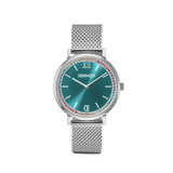 Uhr Rund Sparkling Sunray Transformative Teal Milanaise silber