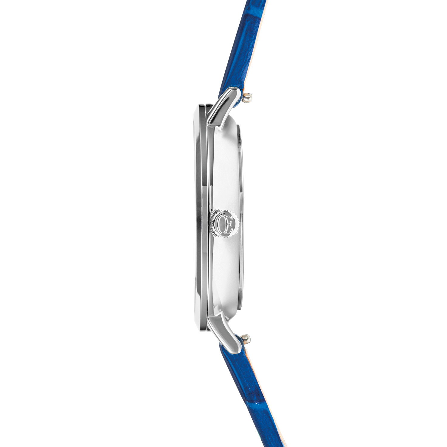 Uhr Rund Sparkling Sunray Armband Leder Royal Blue