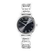 Uhr Rund Sparkling Mysterious Black Statement silber von COEUR DE LION