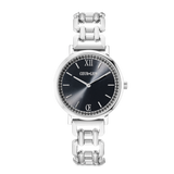 Uhr Rund Sparkling Mysterious Black Statement silber
