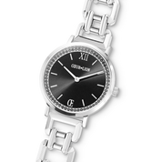 Uhr Rund Sparkling Mysterious Black Statement silber von COEUR DE LION – im Set mit passenden Schmuckstücken