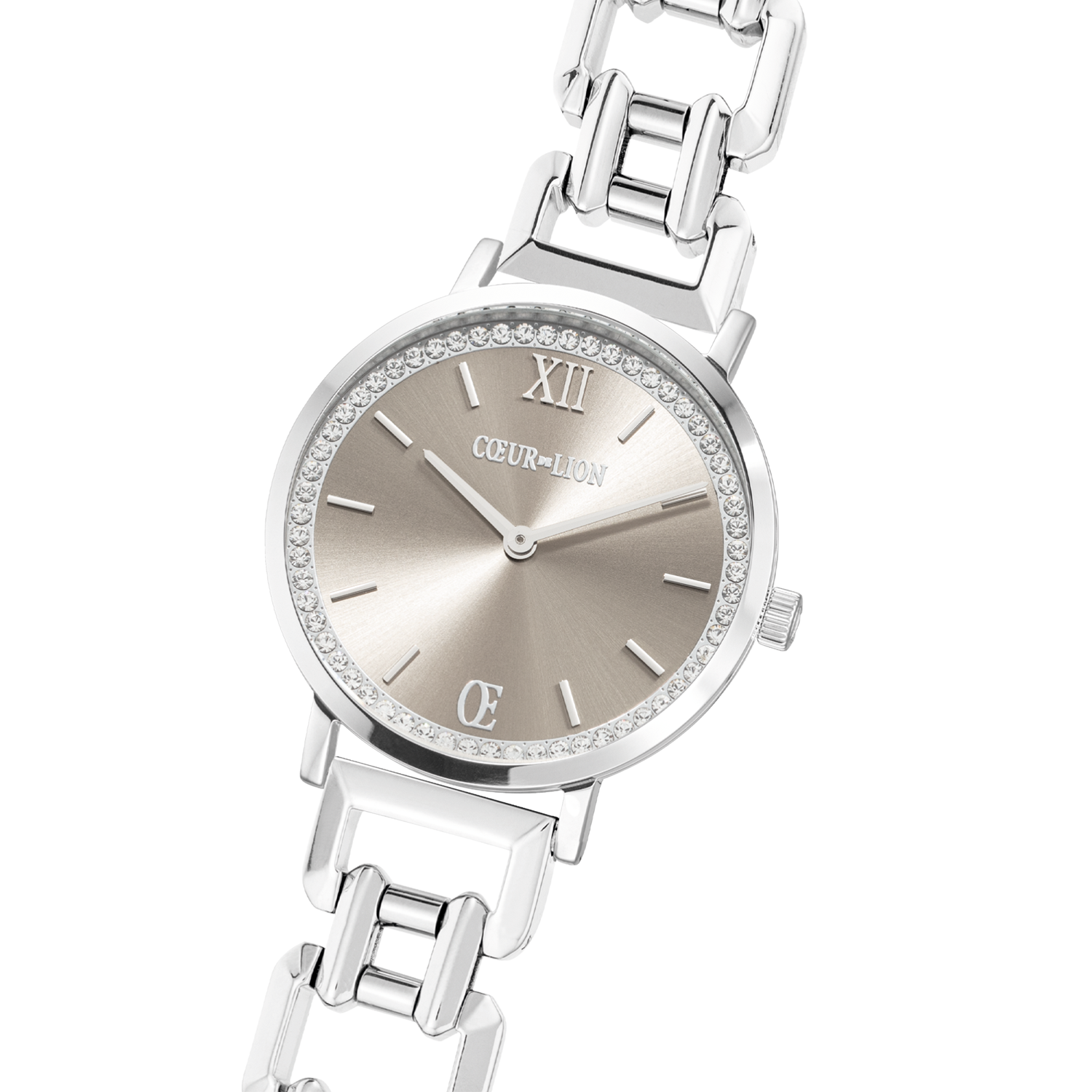 Uhr Rund Sparkling Graceful Greige Statement Silber
