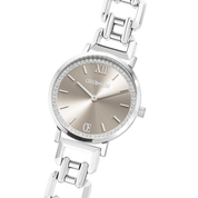 Uhr Rund Sparkling Graceful Greige Statement Silber von COEUR DE LION – im Set mit passenden Schmuckstücken