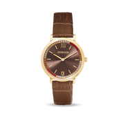 Geschenkset Uhr Rund Sparkling braun & Armband Wave Cube Flow gold-braun von COEUR DE LION – Tragevariante