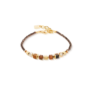 Geschenkset Uhr Rund Sparkling braun & Armband Wave Cube Flow gold-braun von COEUR DE LION – Tragevariante