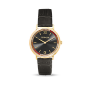 Uhr Rund Sparkling Sunray Leder Dunkelgrau Gold von COEUR DE LION