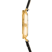 Uhr Rund Sparkling Sunray Leder Dunkelgrau Gold von COEUR DE LION – im Set mit passenden Schmuckstücken