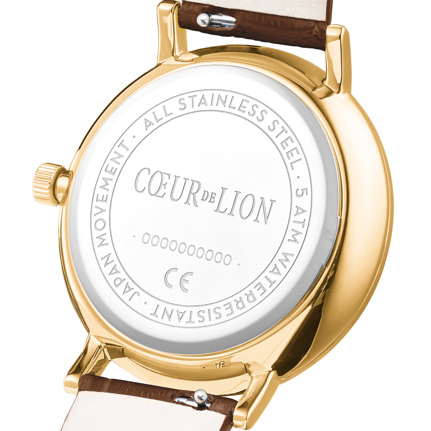 Uhr Rund Sparkling Sunray Armband Leder Braun gold von COEUR DE LION