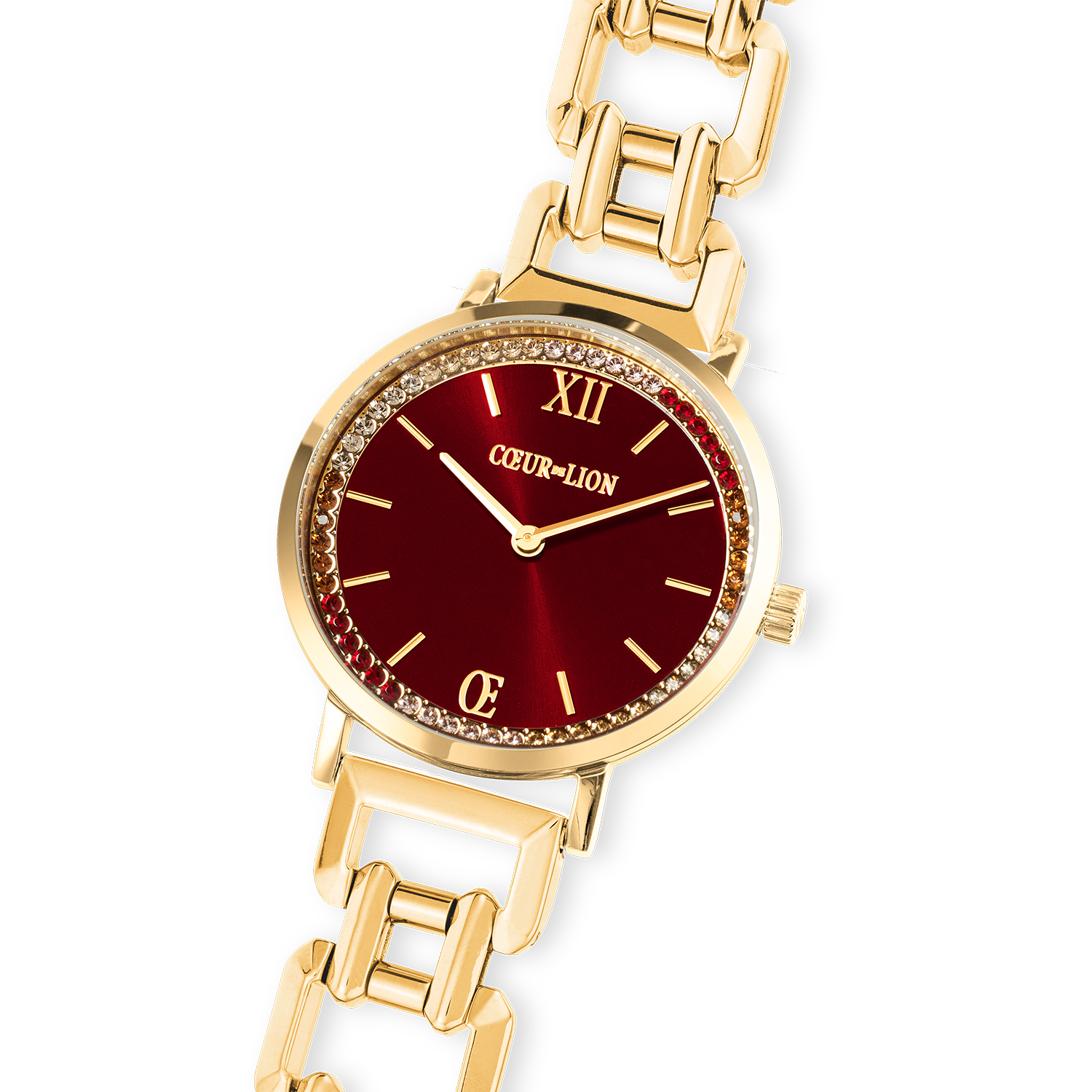 Uhr Rund Sparkling Festive Red Statement Gold