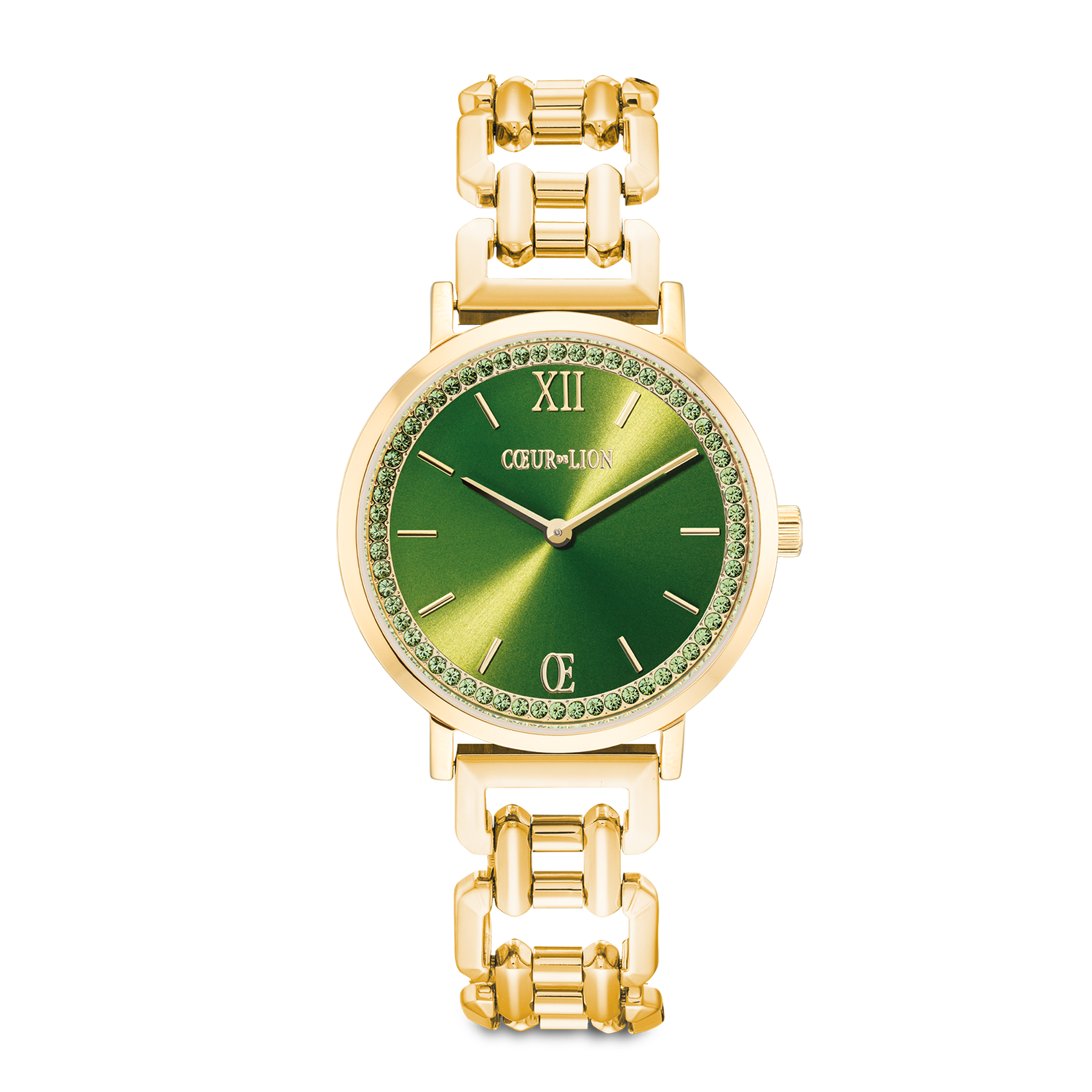 Uhr Rund Sparkling Fabulous Green Statement Gold von COEUR DE LION