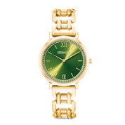 Uhr Rund Sparkling Fabulous Green Statement Gold von COEUR DE LION