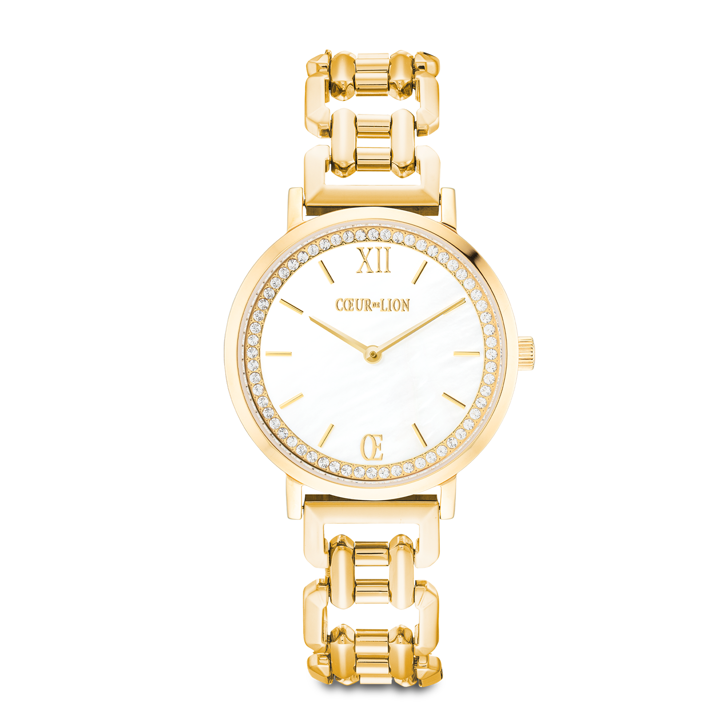 Uhr Rund Sparkling Perlmutt Statement Gold von COEUR DE LION