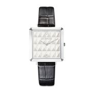 Uhr Iconic Cube Spikes Silber Armband Leder Schwarz von COEUR DE LION