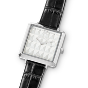 Uhr Iconic Cube Spikes Silber Armband Leder Schwarz von COEUR DE LION – im Set mit passenden Schmuckstücken