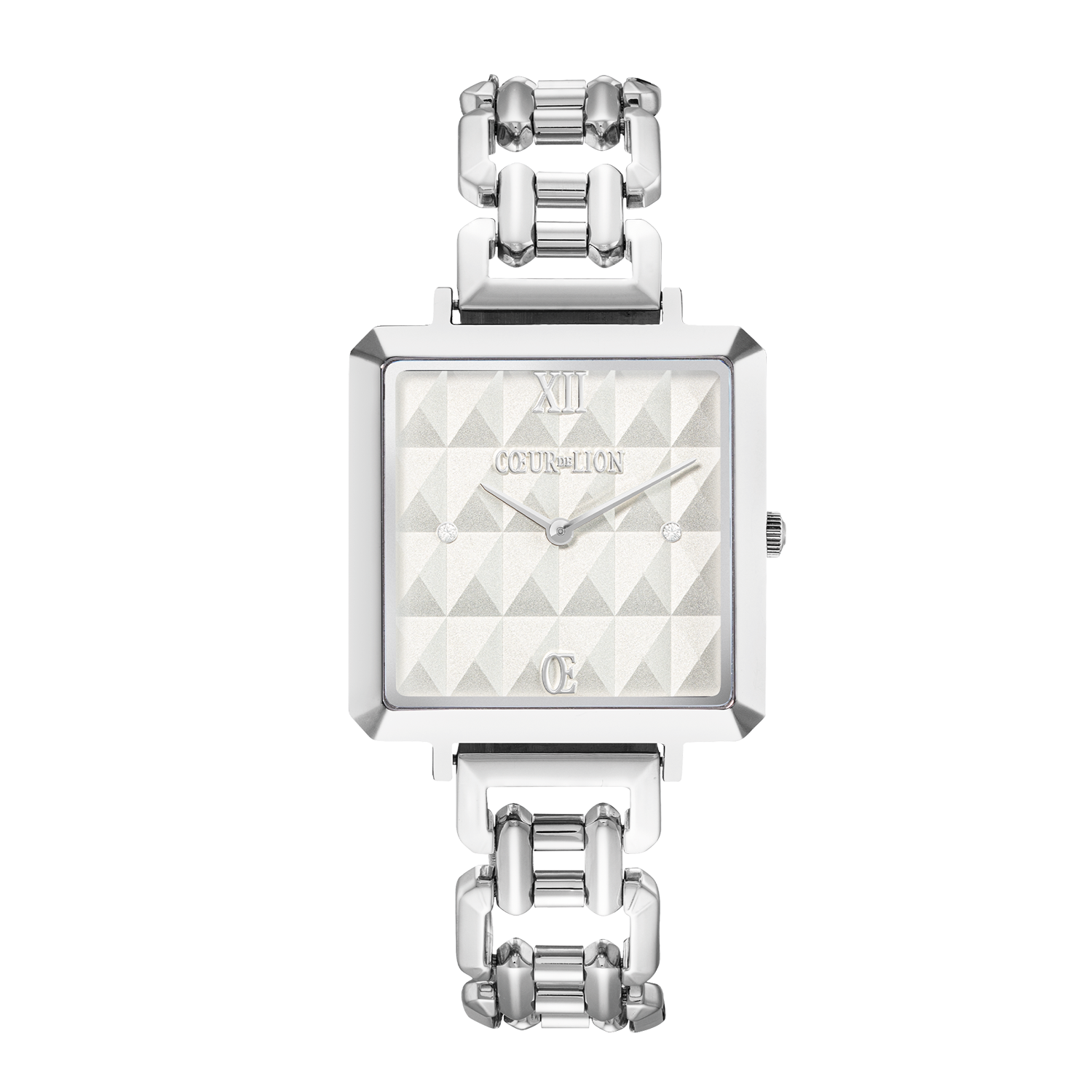 Uhr Iconic Cube Spikes Statement Silber von COEUR DE LION