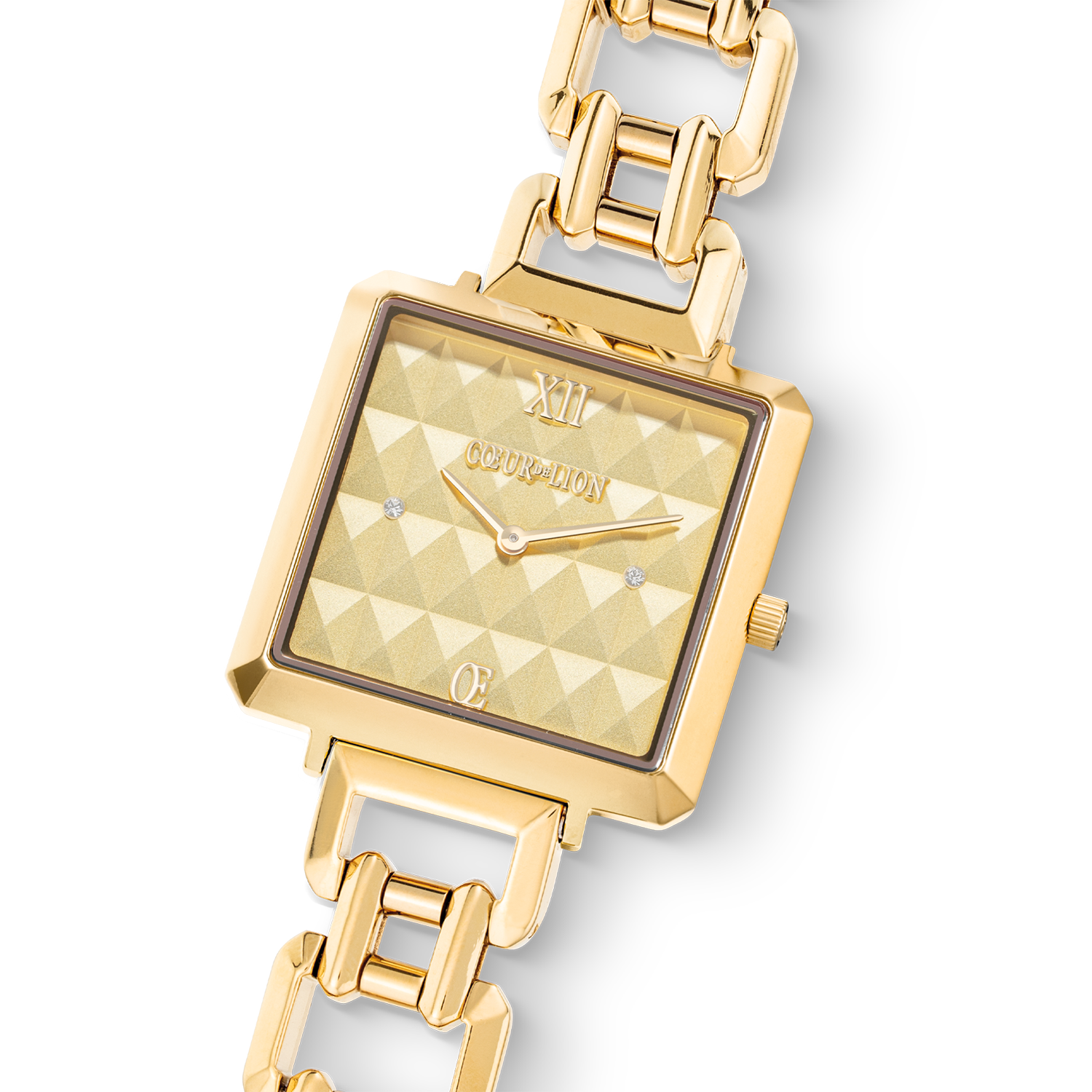 Uhr Iconic Cube Spikes Statement Gold von COEUR DE LION – im Set mit passenden Schmuckstücken