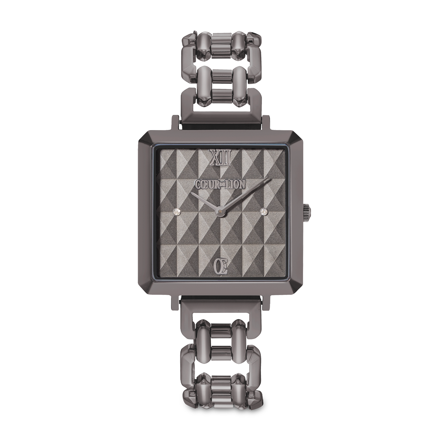 Uhr Iconic Cube Spikes Statement anthrazit von COEUR DE LION