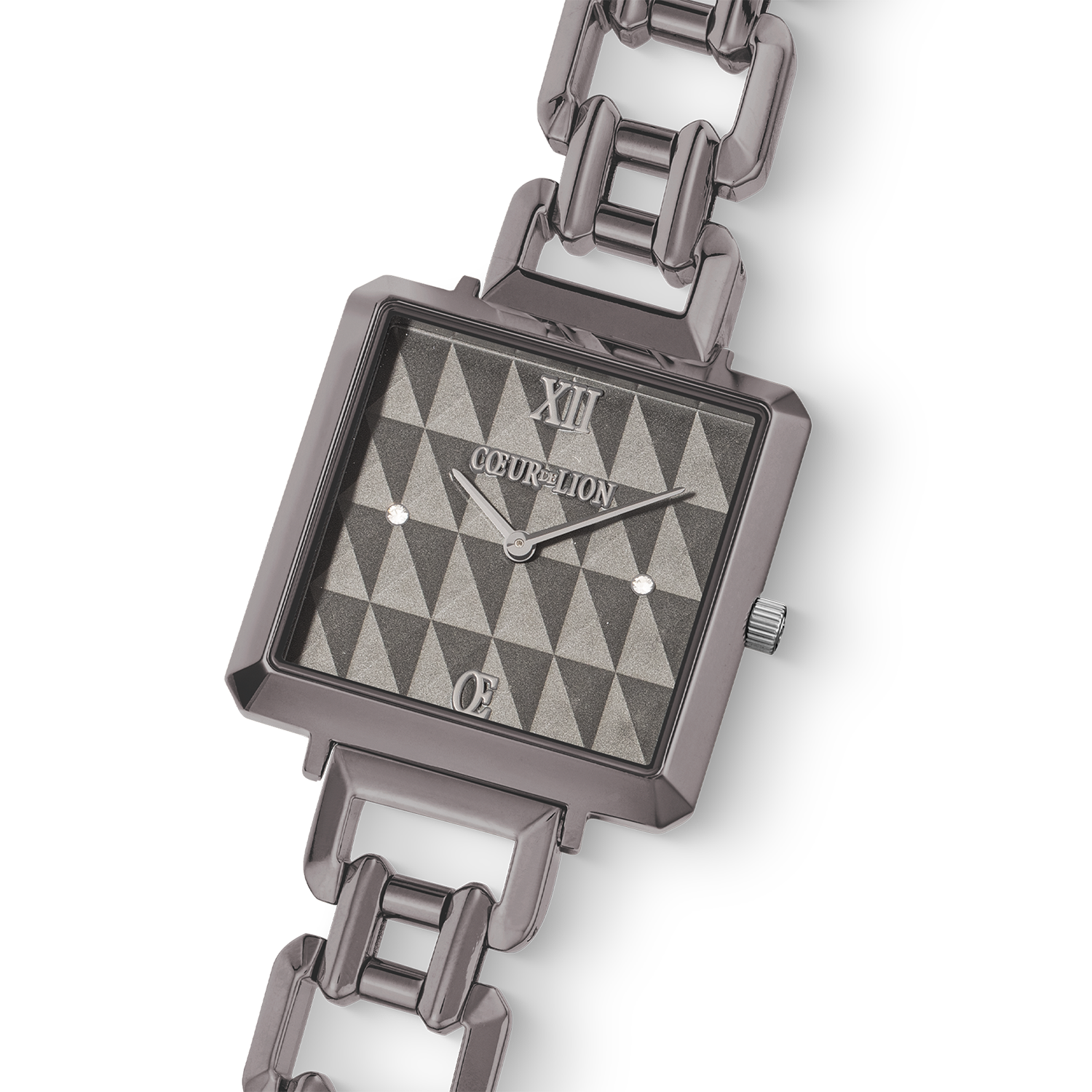 Uhr Iconic Cube Spikes Statement anthrazit von COEUR DE LION – im Set mit passenden Schmuckstücken