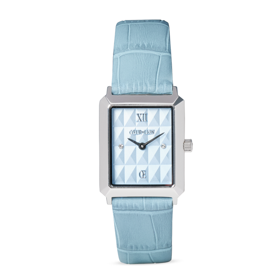 Uhr Iconic Spikes Sky Blue Silber & GeoCUBE® Iconic Armband Ice Serenity