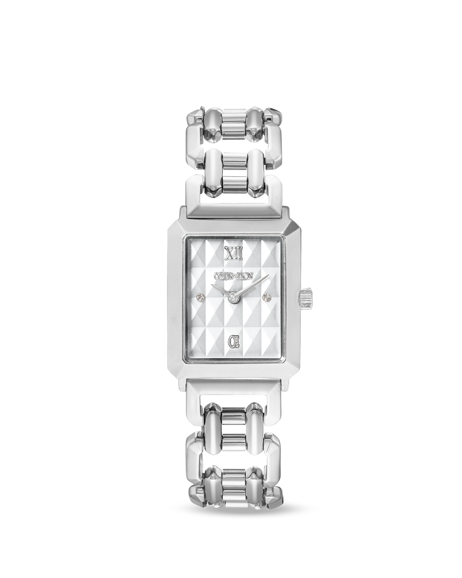 Geschenkset Uhr Iconic Spikes Silber & Armband Edge & Grace anthrazit-silber