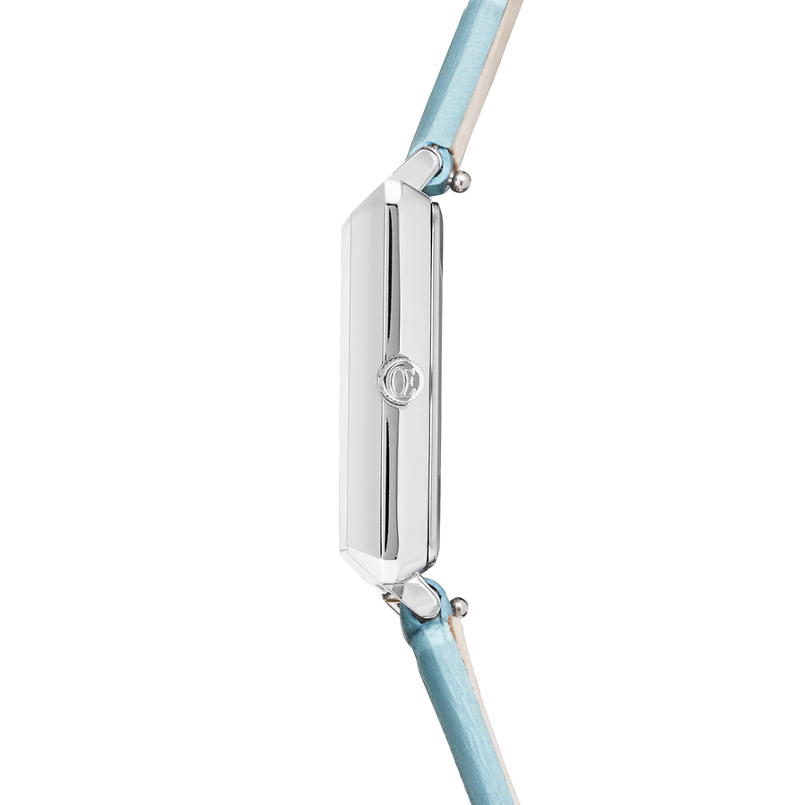 Uhr Iconic Spikes Sky Blue Silber Armband Leder Hellblau