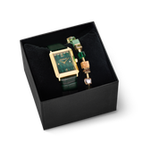 Geschenkset Uhr Iconic Spikes Forest Green Gold & GeoCUBE® Armband Emerald Garden