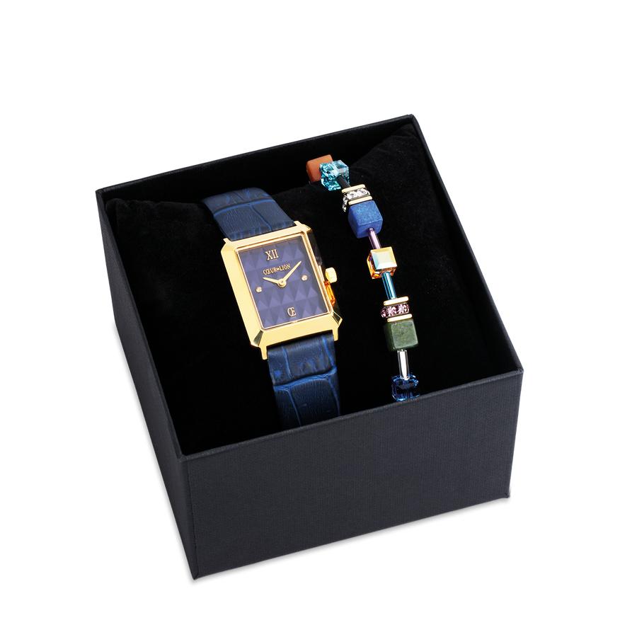 Uhr Iconic Spikes Midnight Blue Gold & GeoCUBE® Iconic Precious Armband multicolor motion