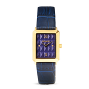 Uhr Iconic Spikes Armband Leder Midnight Blue Gold von COEUR DE LION